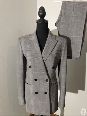 Theory Plaid Double-Breasted Blazer & Pants Set